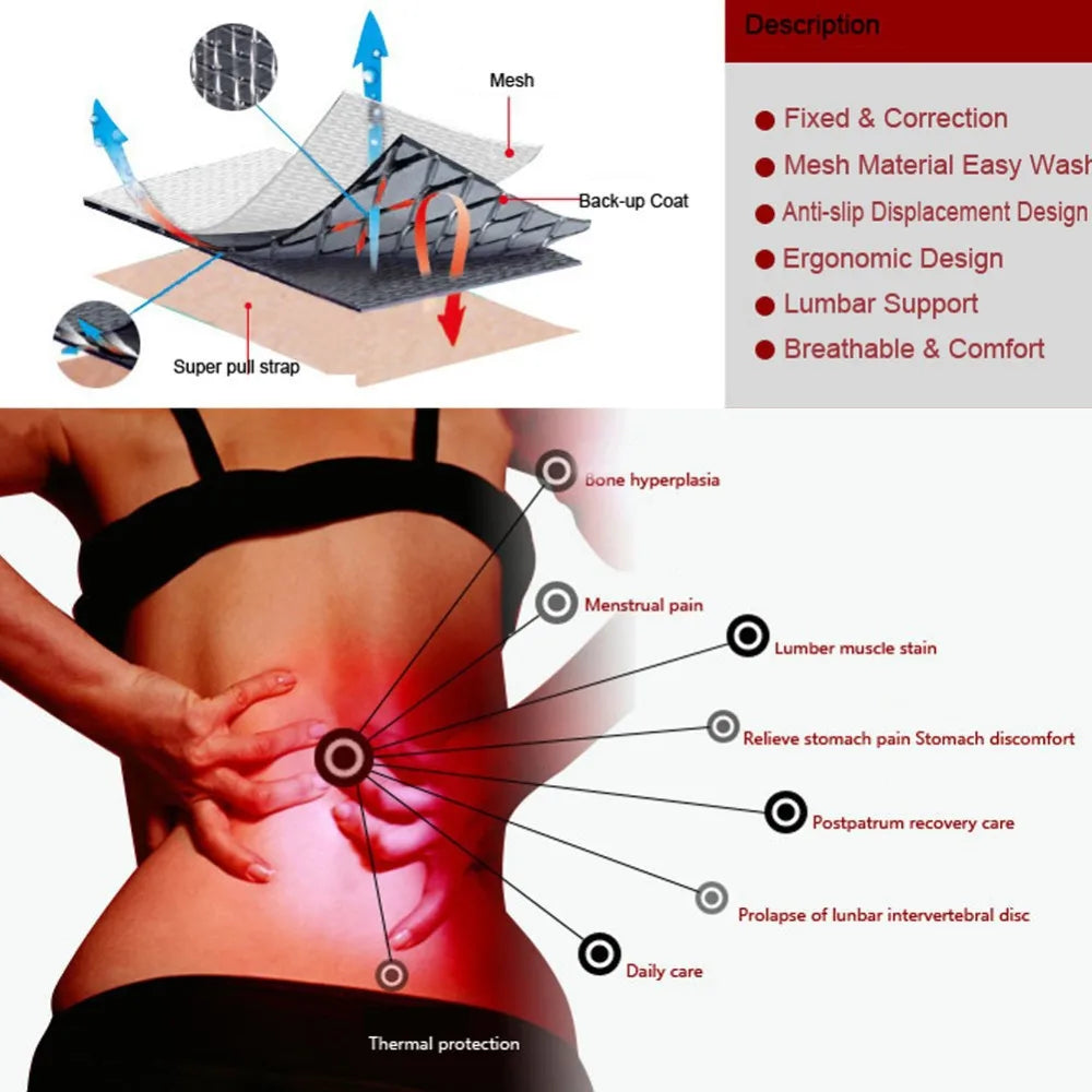 Self-Heating Lower Back Supports Magnetic Therapy