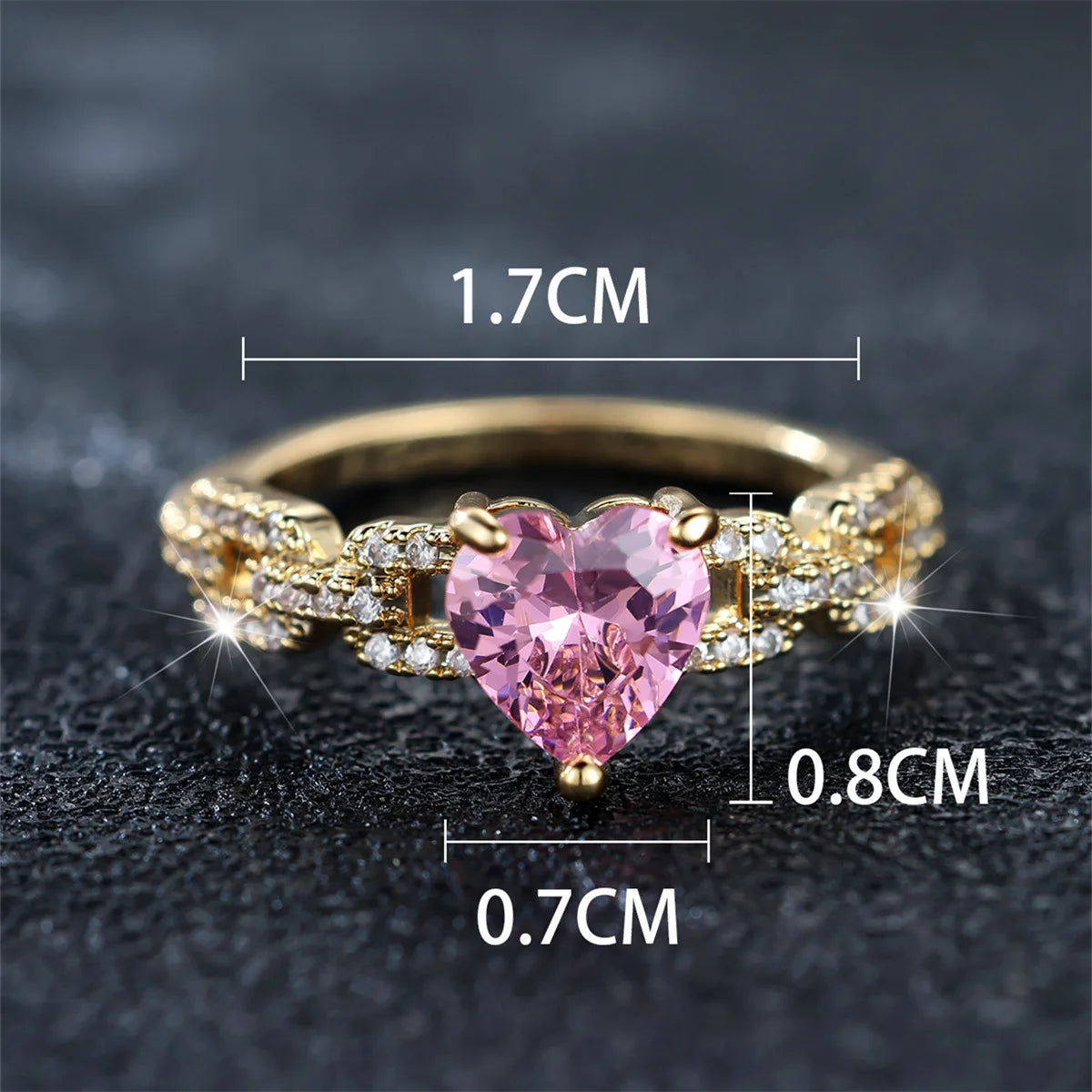 Pink Diamond Heart Ring Heart-Shaped