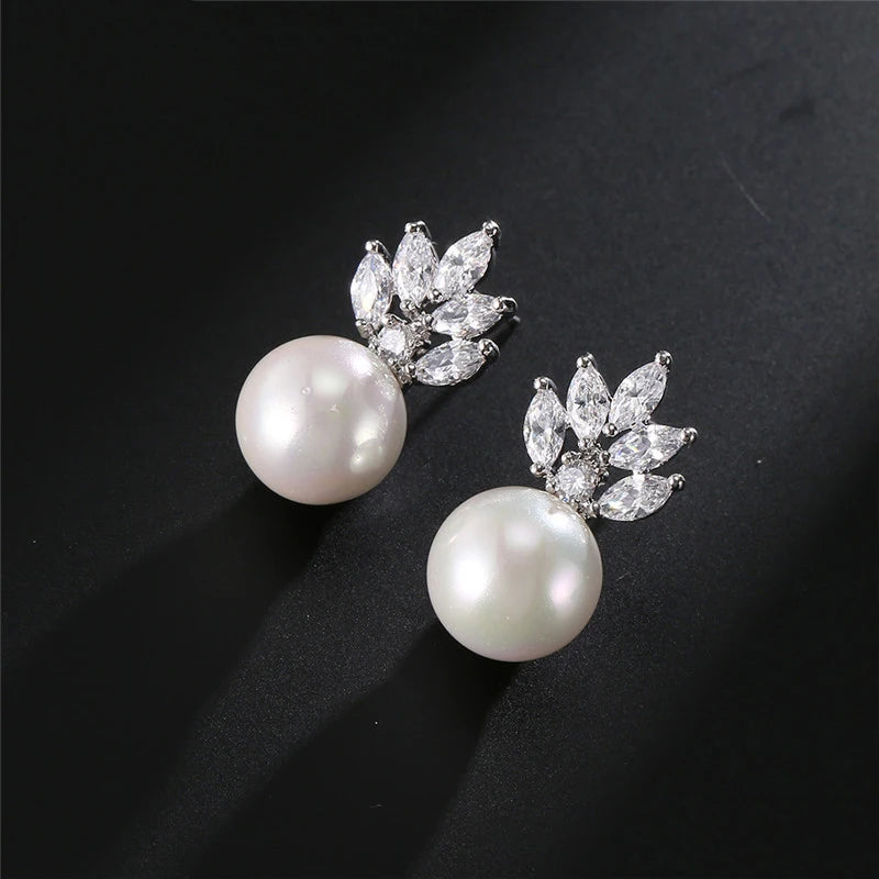 Pearl Flower Stud Earrings