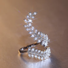Graceful Leaves Both End of Open Ring