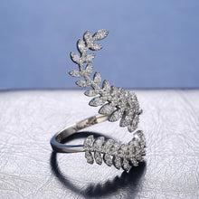 Graceful Leaves Both End of Open Ring