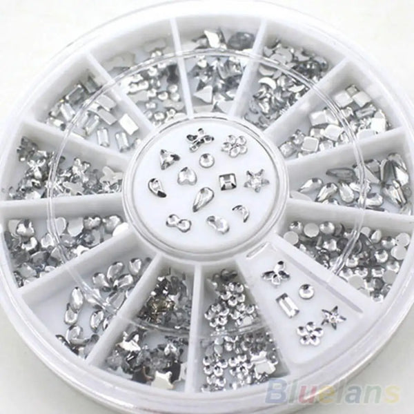 Rhinestone nail stickers star flower heart glitter decal set