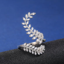 Graceful Leaves Both End of Open Ring