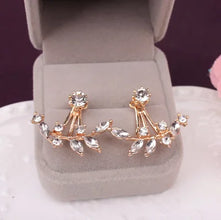 2019 Flower Crystals Stud Earring For Women Rose Gold Color Double Sided Fashion Jewelry Earrings Female Ear Brincos Pending