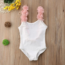 Girls swimsuit in white with 3D floral detail