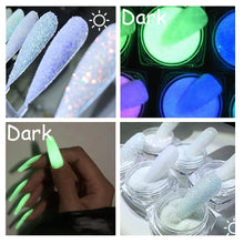 Glow in the dark nail glitter powder 6 colours dipping manicure set