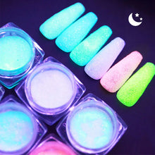 Glow in the dark nail glitter powder 6 colours dipping manicure set