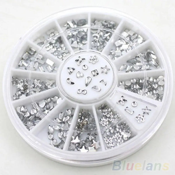 Rhinestone nail stickers star flower heart glitter decal set
