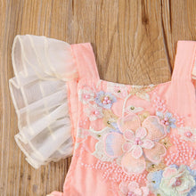  Baby girl summer romper worn by a baby girl