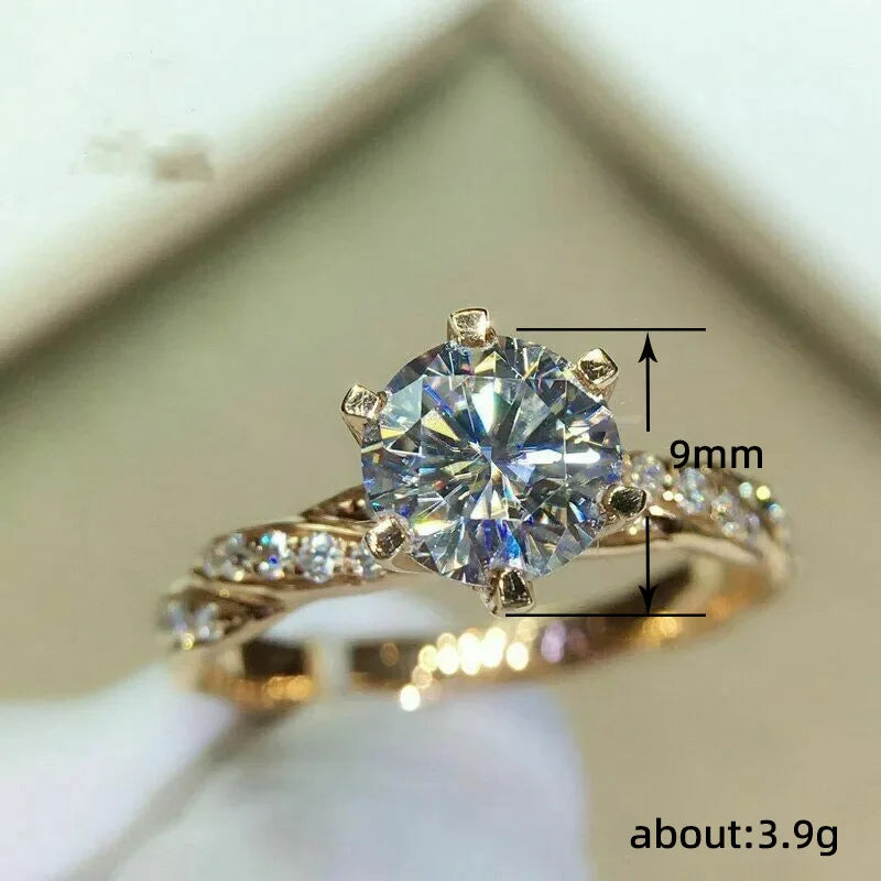 Shiny Gold Color Stainless Steel Moissanite Twist Rings