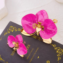 Elegant Flower Enamel Bracelet Ring Set