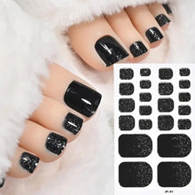 French black glitter toenail stickers full wrap pedicure tips