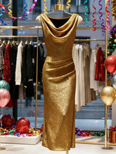Elegant, Sleeveless, Sparkling, Body-Con Plunge Dress Evening Gown