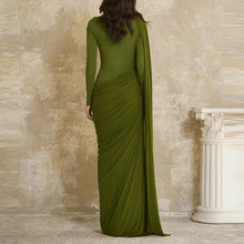 pleated maxi dress vintage solid slim fit style for women