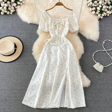 Summer Vintage Dress Blue Floral estidos