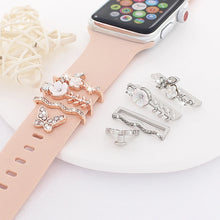 watch strap charms – 4pcs butterfly flower rhinestone watchband rings