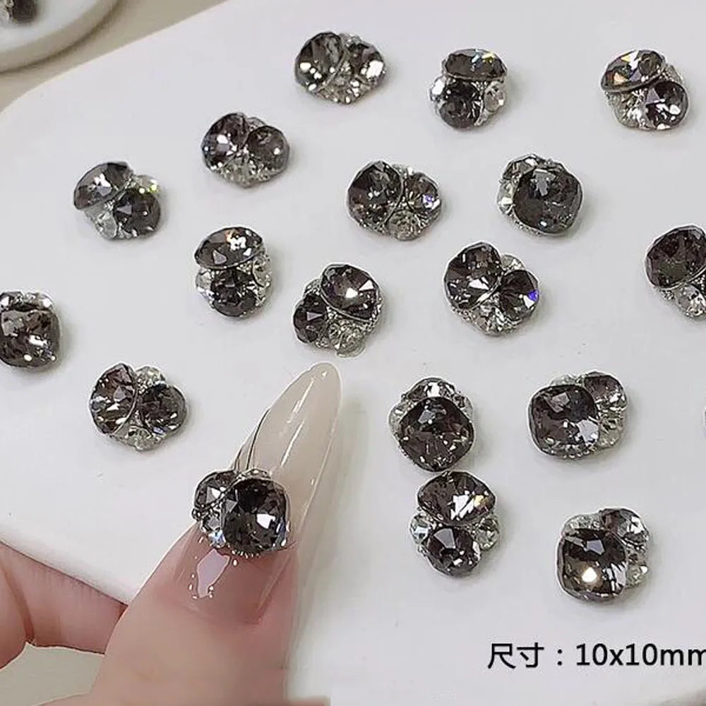 10Pcs Shiny Pile Diamond Nail Art Rhinestones Pink Red Champagne Sparkling Crystal Diamond Nail Gems Fat Square Flash Nail Parts