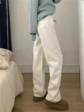 Winter Warm White High Waisted Denim Jeans