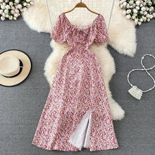 Summer Vintage Dress Blue Floral estidos