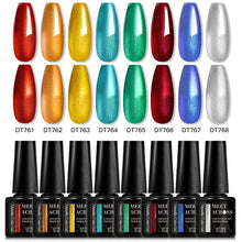 MEET ACROSS 8 Colors Mirror Gel Nail Polish Long-lasting Quick-drying Metallic Gold Silver Red Semi Permanent Varnish Nail Art