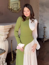 Round Neck Blocked Long Sleeved Dress