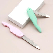 folding nail file – compact stainless steel double sided polishing stick