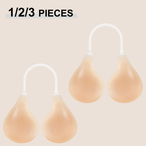 One, two or three piece silicone invisible bra set