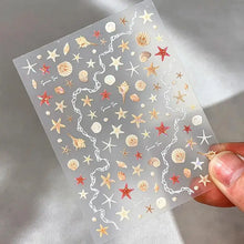 Seashell nail stickers 5D embossed starfish beach summer nail decals
