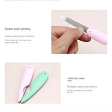 folding nail file – compact stainless steel double sided polishing stick