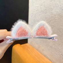cat ear hair clip – cute plush cartoon stereo girls hair clip