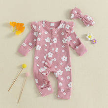 Baby girl floral jumpsuit back view