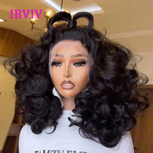 250 Density 100% Human Hair 13x4 Lace Frontal Wigs Bouncy Wave Loose Wave Bob Wig Lace