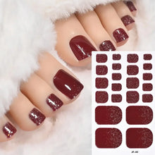 22 tips toenail stickers black glitter DIY pedicure nail wraps