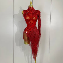 Sparkly Rhinestones Tassel Dress
