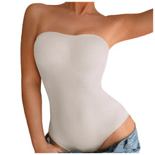 Women's Strapless Bodysuit Shapewear Sexy Thong Bodysuit Tops Butt Lifter Compression Waist Trainer Push Up Backless Shaper