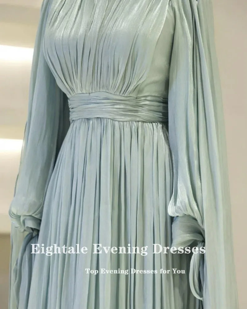 Eightale Arabic Evening Dress High Neck Pleats