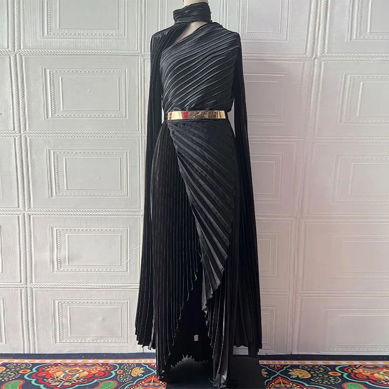 Batwing Sleeve Shawl Split Elegant Party Vestidos Long Dress