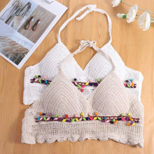 Fashion Sleeveless Female Crochet Camisole V Neck Short Bohemian Style Vest Hot Tops Tassel Knitting Crop Tops Beachwear