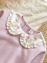 Baby girl clothing set with embroidered long-sleeve pullover and pants