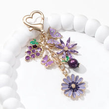 Pretty Purple Flower Grape Butterfly Enamel Keychain Plant Fruit Cute Pendants