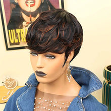 Pixie cut bob wig black women short straight synthetic style.