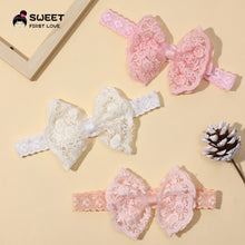 baby girl hair band – soft elastic lace bow headband for newborns