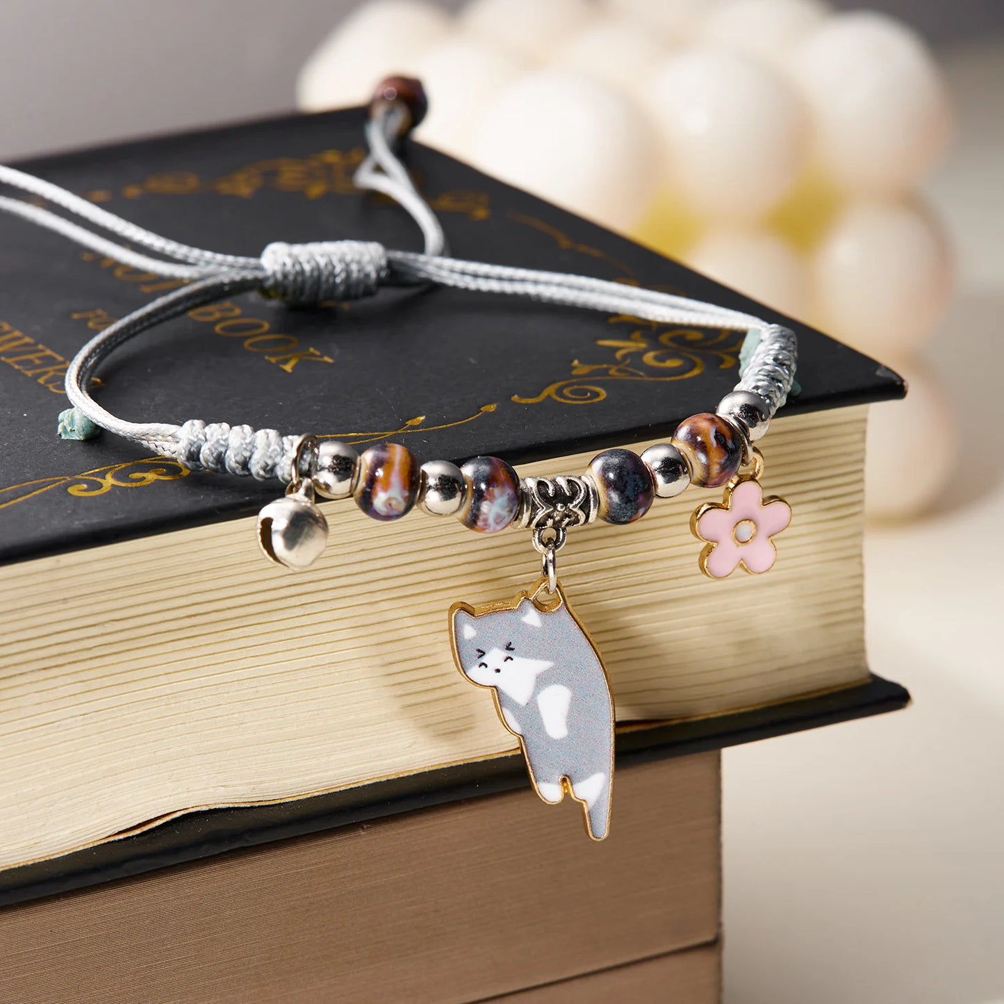 Cartoon Enamel Animal Cat Flower Bracelet