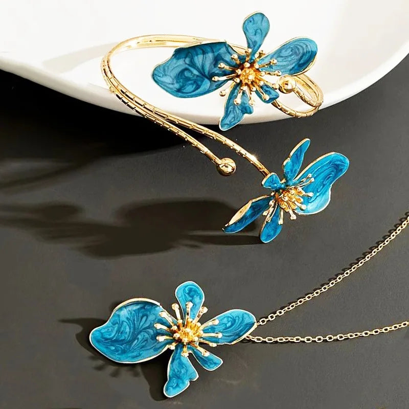 Floral Creative Enamel Jewelry Set