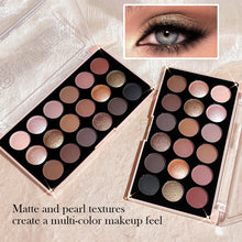 Eyeshadow palette shimmer matte applied for bold evening eye look.
