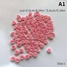 rose nail charms – 50pcs 3D pearl resin flower luxury nail art decorations