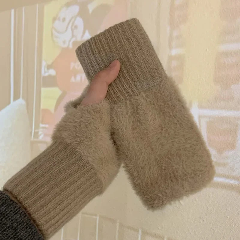 Soft Winter Half Finger Gloves