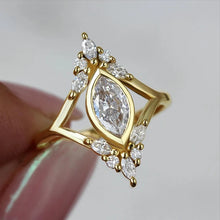 Geometric gold cubic zirconia wedding ring with gold finish