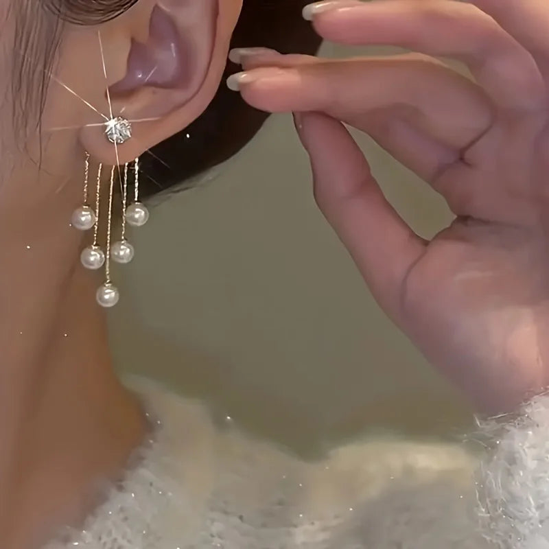 Oversized Simulated Pearl Drop Earrings