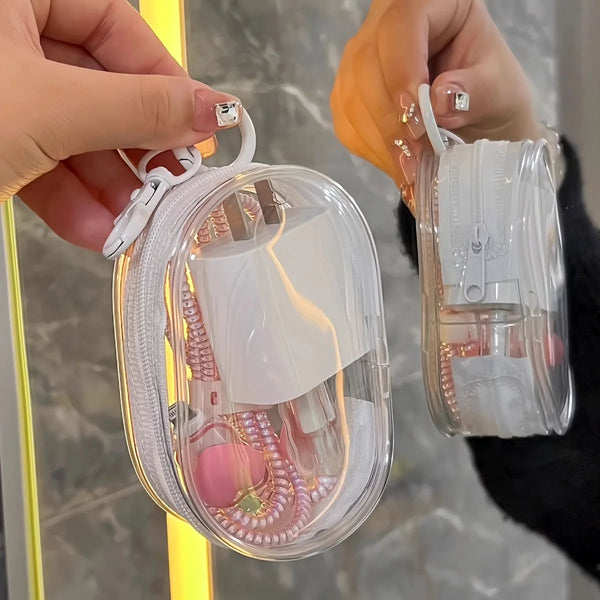 clear zipper storage pouch – mini PVC transparent keychain jewellery bag